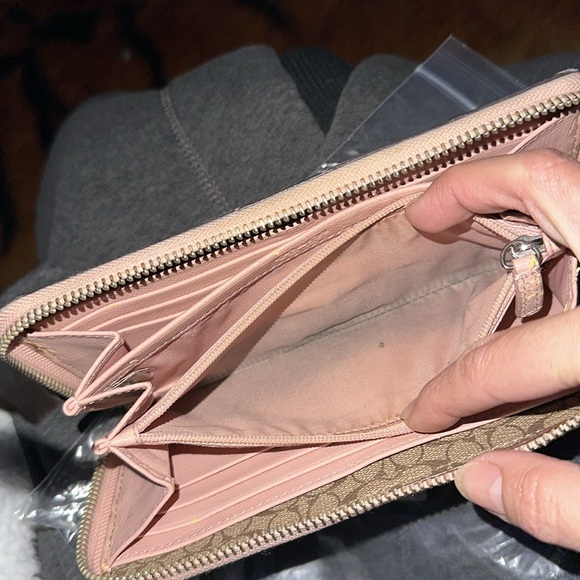 Coach pink long wallet with silver hardware signature monogram brown lined ๐ - Picture 9 of 12